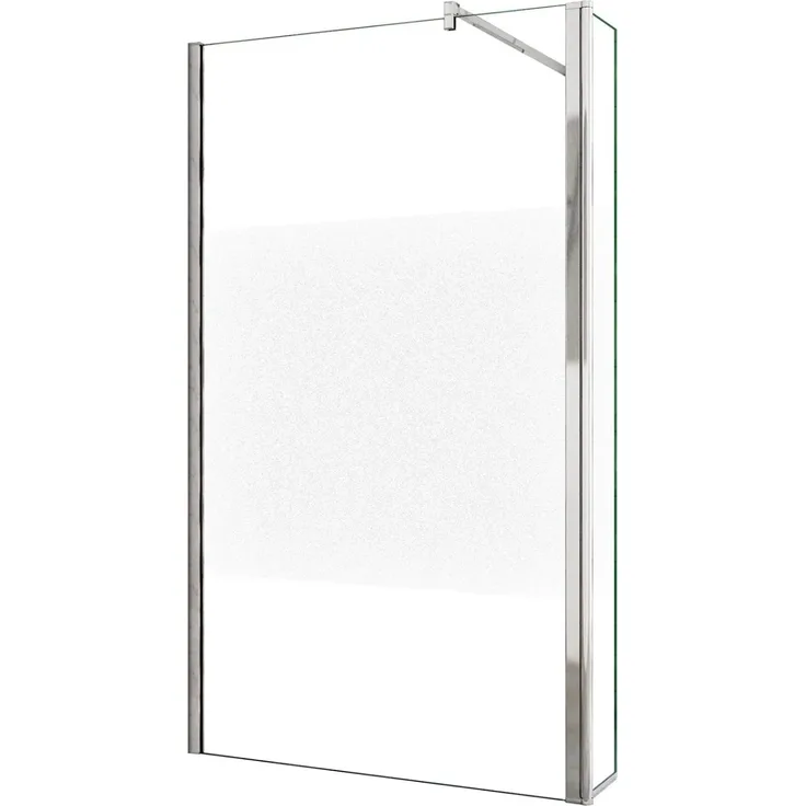 AICA Walk In Duschkabine 120x200cm, Milchglasstreifen mit 8mm NANO ESG Glas und flipper Panel 40x200cm, Chrom glänzend