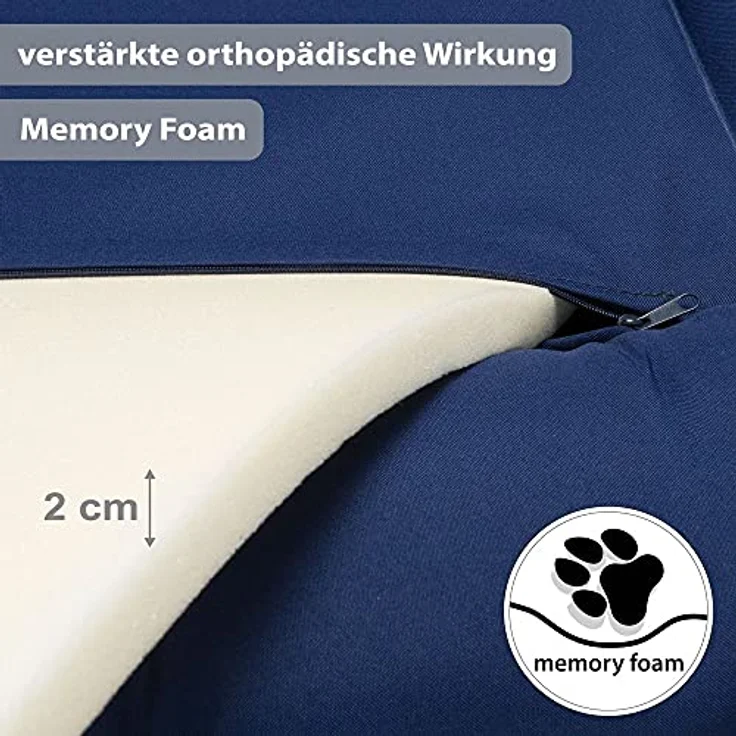 KAHU® Hundebett mit Viskoschaum Hundebett mit Viscoschaum I orthopädischer Hundekorb mit Memory-Schaum I Schmutz & Wasserabweisendes Hundekissen I Farbe: Blau I Größe: 66x89cm – Bild 3