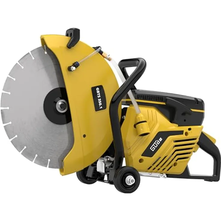 Güde Betontrennschneider GBTS 350.1, 2-Takt-Motor, 3,9 PS, 65 cm³ Hubraum, 125 mm Schnitttiefe, 350 mm Trennscheiben-Ø, Nass und Trockenschnitt, inkl. Diamantscheibe & 3 Ersatzluftfilter