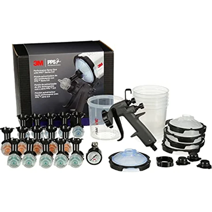 3M Lackier-Starter-Paket - 3M Performance Spray Gun 26778, inkl. PPS 2.0 Lackverarbeitungssystem, 15 austauschbare HVLP-Düsen, Ventil zur Luftstromregelung; zur Autolackierung – Bild 4