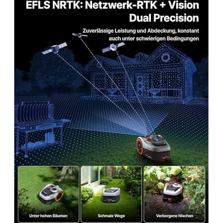 NAVIMOW i208 AWD Mähroboter, Allradantrieb, ohne Begrenzungskabel, Garage S, für Steigungen bis 45%, Empf. 800 m², EFLS NRTK + Vision – Bild 7