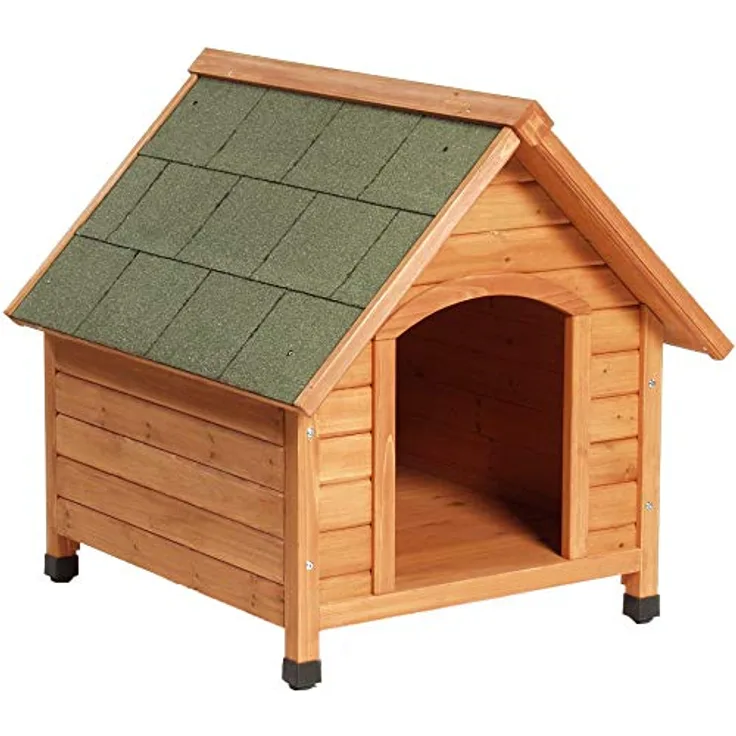 Flamingo 87061 Hundehutten Ponto 116x92x104cm, Hundehütte aus Holz in Naturfarben