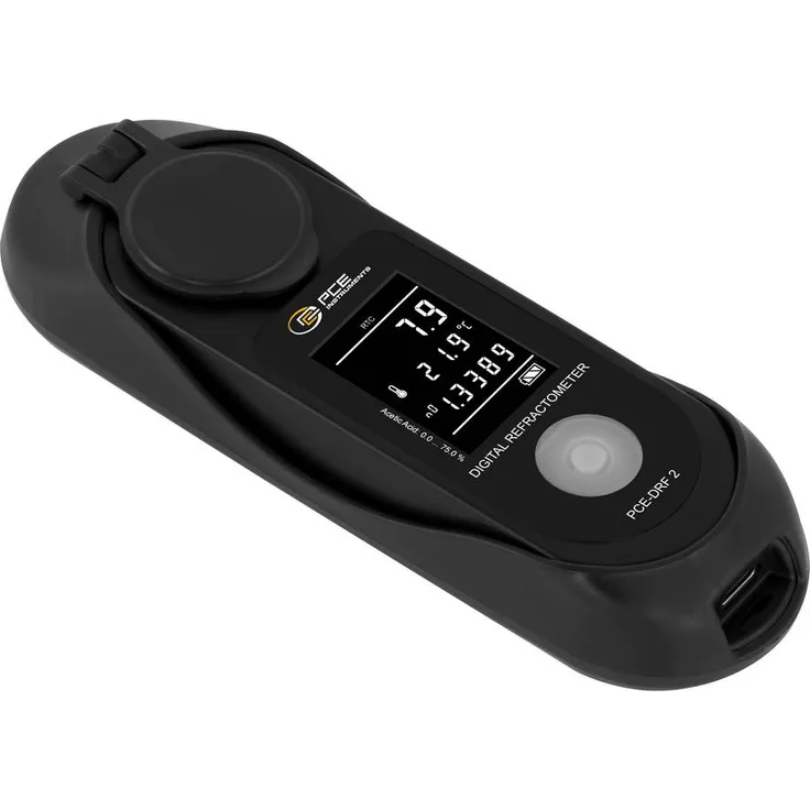PCE Instruments PCE-DRF 2, digitales Refraktometer zur Essigsäurebestimmung, Messbereich 0-75%, inkl. Edelstahlring und stabiler Etui