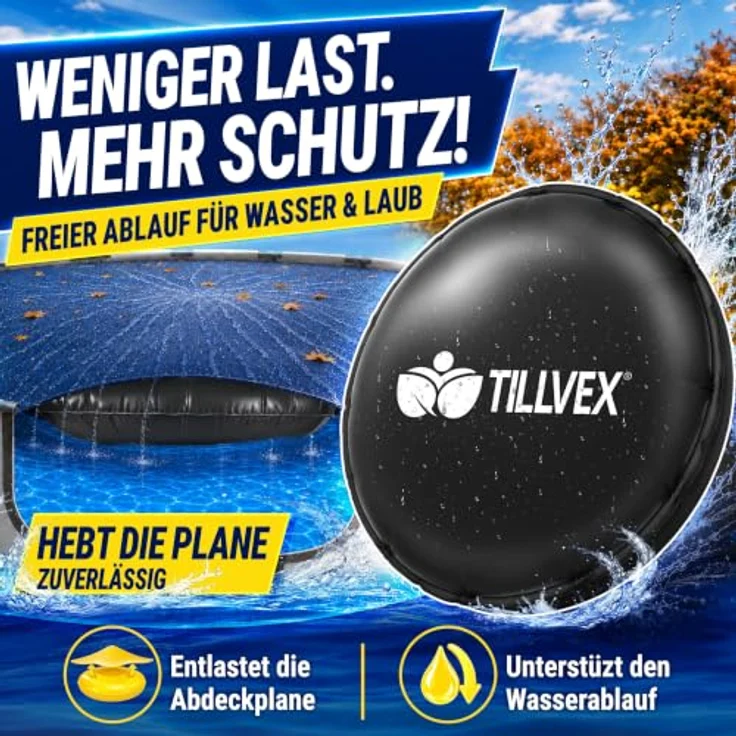 tillvex® Poolkissen Winter XXL Ø 4 m, frost- & chlorbeständig bis -20°C, mit 12m Seil & Reparaturkit, inkl. Schraubventil für Poolabdeckung – Bild 3