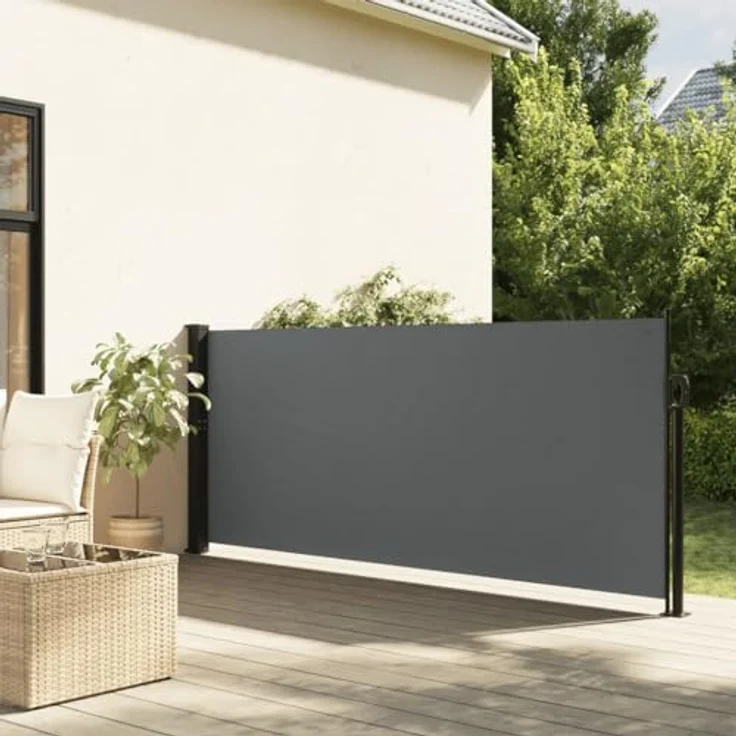vidaXL Seitenmarkise, Wandmarkise mit PU-Beschichtung, Sichtschutz für Balkon Terrasse Garten, Windschutz Markise, Ausziehbar Anthrazit Polyester – Bild 2
