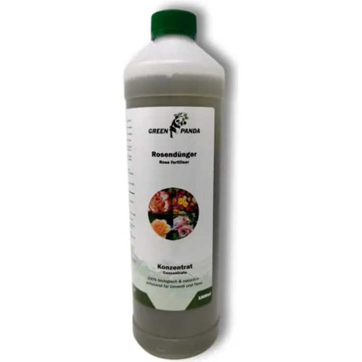 GreenPanda Rosendünger flüssig - 1000ml Rosendünger Garten langzeit - Rosen Dünger - Rosen pilzfrei Konzentrat - Rosenrost Spritzmittel fördert Wurzelstärkung & Blütenbildung (1Liter)