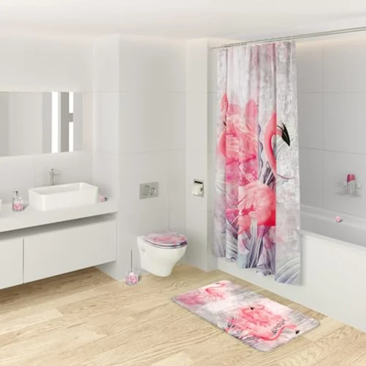 Sanilo WC Sitz Flamingo 2, Toilettendeckel aus Holz mit Absenkautomatik, antibakterieller Oberfläche, 47x37,7 cm – Bild 2