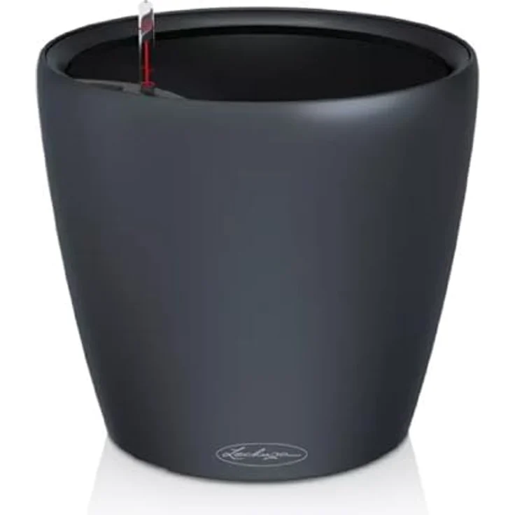 LECHUZA Classico Color LS, Pflanzgefäß schiefergrau mit Bewässerungssystem, Ø 22 × 20 cm, 3 l Pflanzvolumen, 0,8 l Wasserspeicher – Bild 1