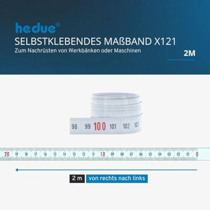 Hedue Selbstklebendes Maßband 2 m, von rechts nach links – Bild 3