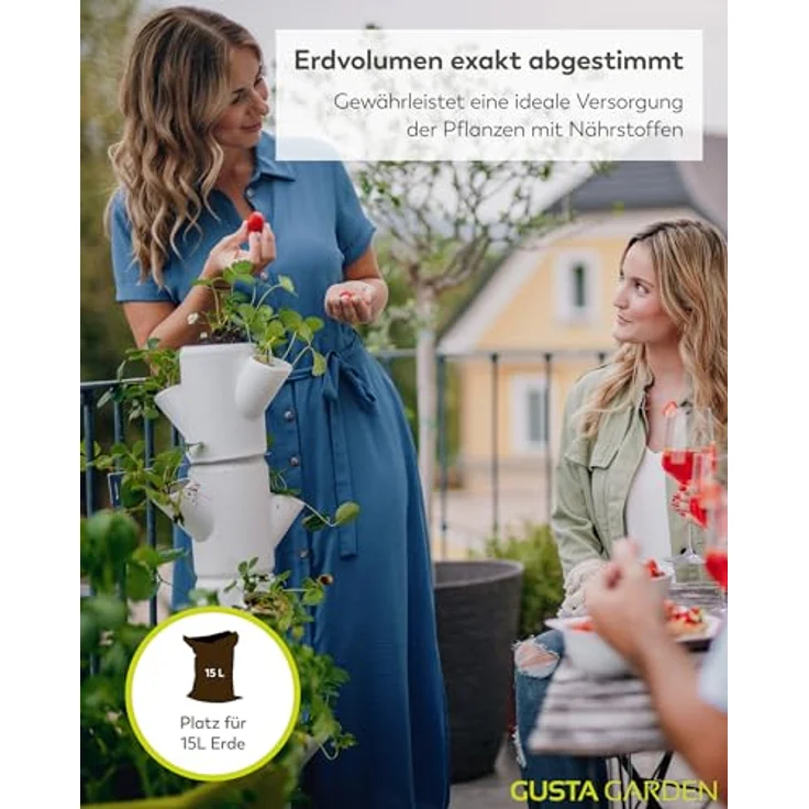 Gusta Garden Hochbeet, Sissi Strawberry Erdbeerbaum Classic Weiß - Vertikales Pflanzsystem für gesunde Erdbeeren – Bild 5