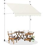 WOLTU Klemmmarkise, Balkonmarkise ohne Bohren, höhenverstellbare Markise mit Handkurbel, Sonnenschutz UV-beständig für Balkon Terrasse, 250 cm breite Beige