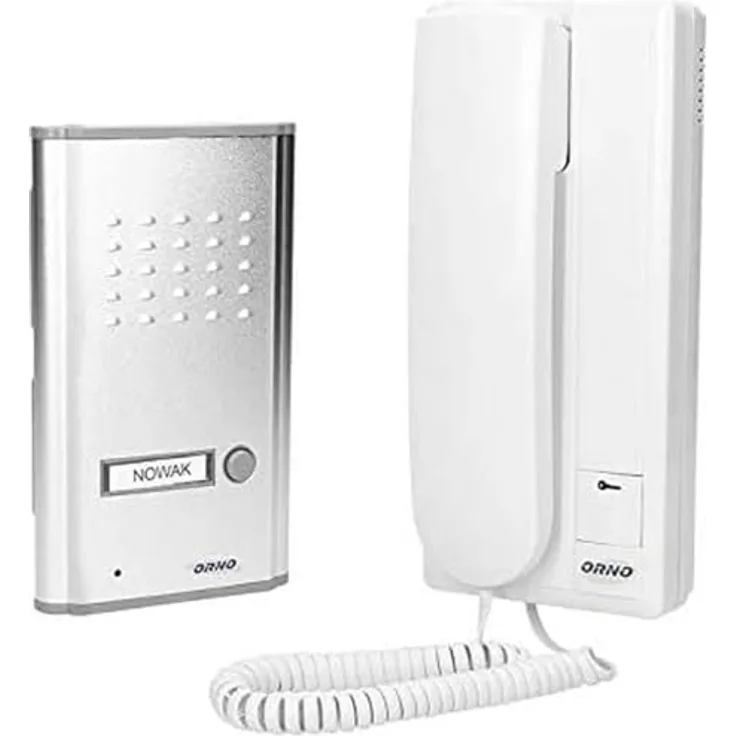 ORNO Fossa Gegensprechanlage für Einfamilienhaus, Unterputz, 4-Draht, 230 V AC, mit Hintergrundbeleuchtung und wetterfestem Aluminiumgehäuse