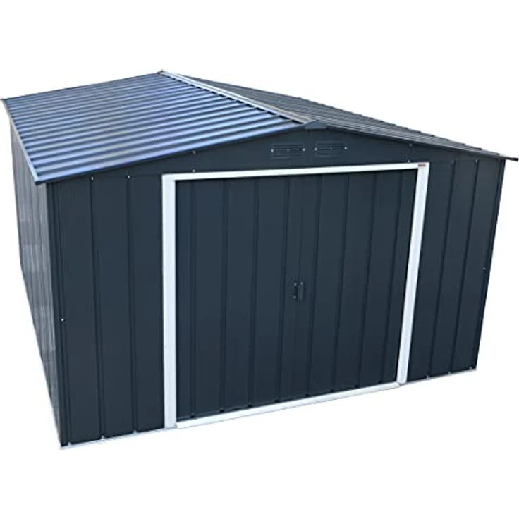 Duramax ECO 10 x 12 (11.03 m²) Metallgerätehaus, feuerverzinktes Metall gerätehaus - Geräteschuppen, verstärkte Dachkonstruktion, wartungsfreier und wetterfester Metallschuppen, Anthrazit – Bild 1