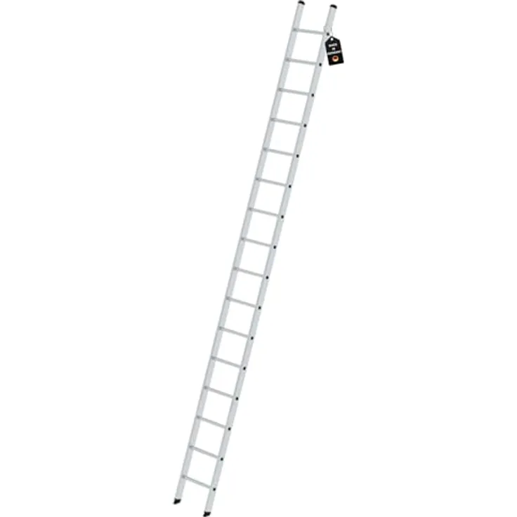PROREGAL Sprossen-Anlegeleiter ohne Traverse | 16 Sprossen | Trittleiter, Bockleiter | Hochwertiges Material | Tritt- und rutschfest | PROREGALLeiter, Silber