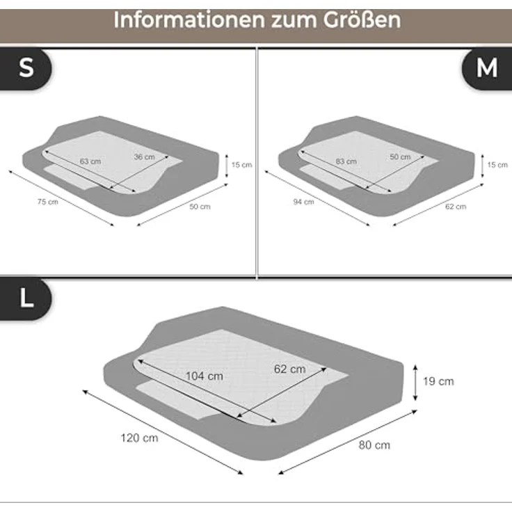 Hundebett für kleine, mittelgroße und Grosse Hunde - orthopädische Hundesofa mit Memory Foam - Ergonomisches Hundekissen - Hundeliegen aus Kunstleder - Bezug abnehmbar & waschbar - S - Grau/Schwarz – Bild 3