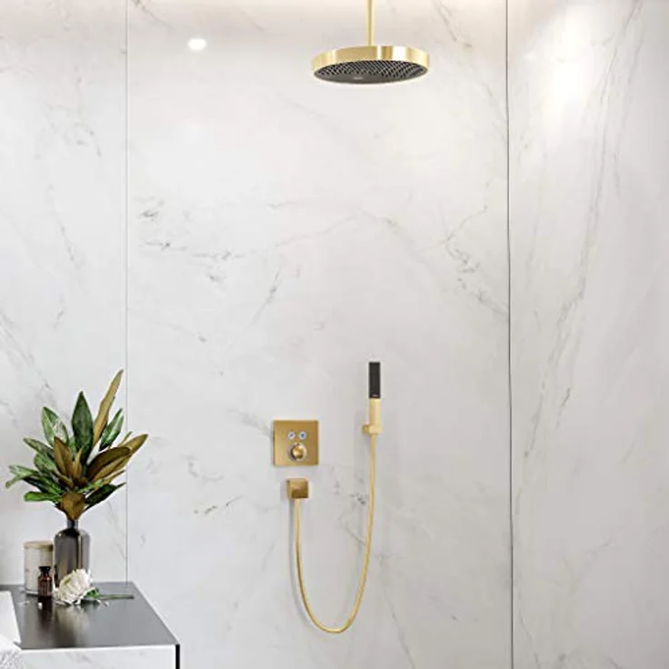 hansgrohe Rainfinity 1jet Kopfbrause, gold/graphit, 360 mm mit PowderRain Strahlart und Antikalksystem – Bild 2