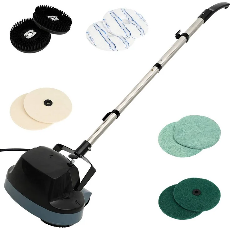 vidaXL Poliermaschine 5-in-1 Doppelkopf-Bodenschrubber & Polierer, Schwarz, mit ABS- und Edelstahlkomponenten, bequemer Fußsteuerung und komplettem Zubehörset
