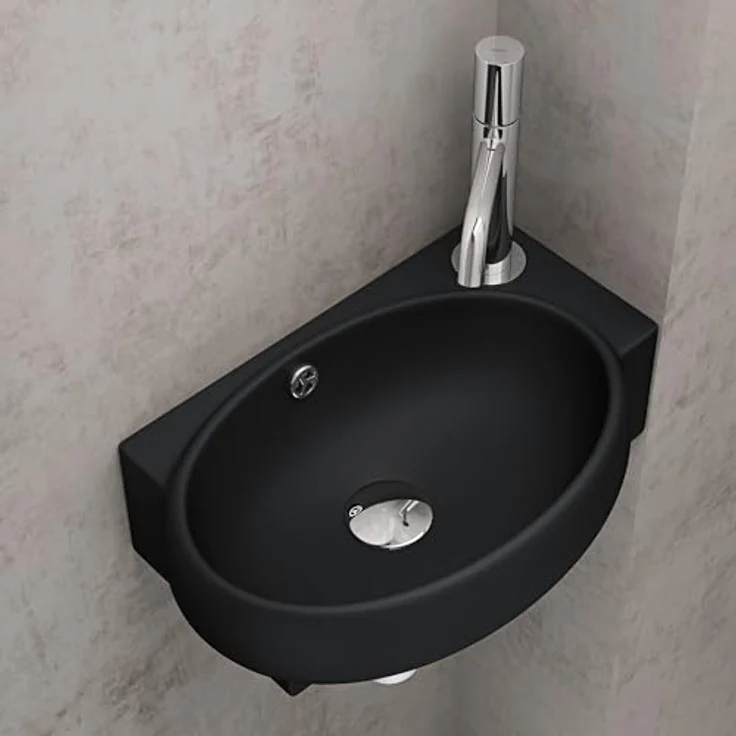 doporro Waschbecken Waschschale Keramik Wandmontage Brü001, Hängewaschbecken mit Lotus-Effekt, weiß – Bild 2