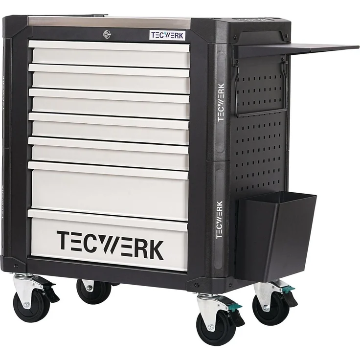 Tecwerk Werkzeugwagen PROFI 2.0, Montagewagen mit 7 Schubladen, zentraler Verriegelung, Edelstahl-Ablagefläche und kugelgelagerten Teleskopschienen