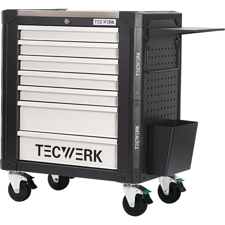 Tecwerk Werkzeugwagen PROFI 2.0, Montagewagen mit 7 Schubladen, zentraler Verriegelung, Edelstahl-Ablagefläche und kugelgelagerten Teleskopschienen