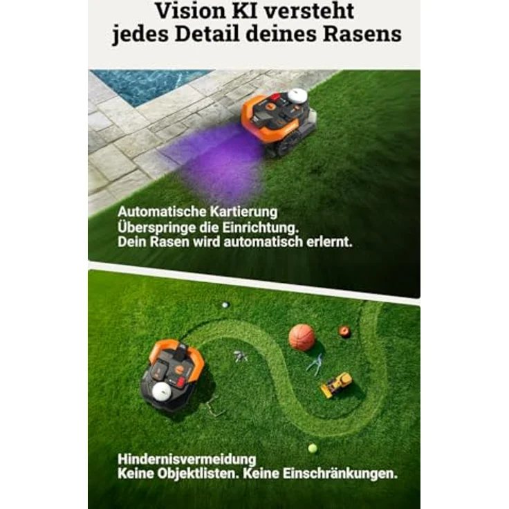 Worx Mähroboter S300 WR303E Landroid Vision Cloud, Hinderniserkennung in Echtzeit, RTK-Technologie, für Gärten bis 300 m² – Bild 4