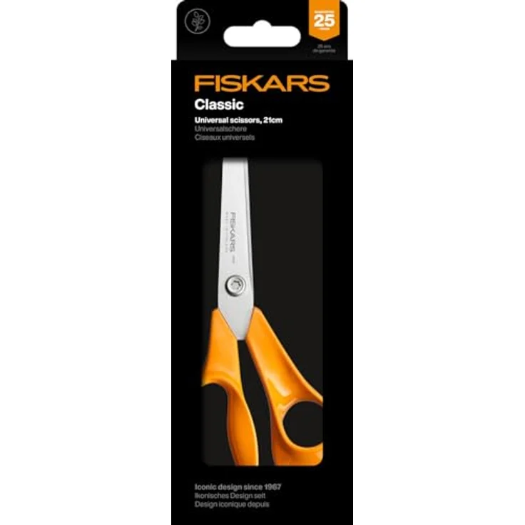 Fiskars Universalschere 210mm, rostfreier Stahl mit ergonomischem Kunststoffgriff, gerade Klinge – Bild 7