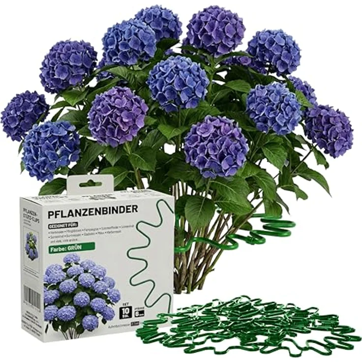 ARPON Staudenhalter rund, 10 Stück – Einstellbare Blumen- und Pflanzenstütze Ø 21,5 cm in Grün – Ideal für Hortensien, Sträucher und Stauden im Garten – Bild 1
