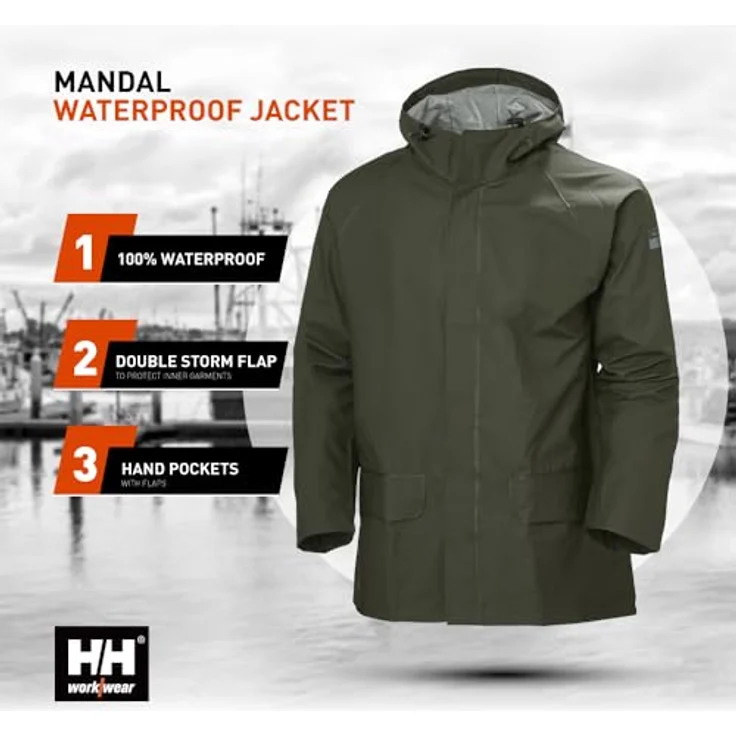 Helly Hansen Workwear Unisex 70129 Helly Hansen Workwear, Grün, S EU - Zertifizierte Regenschutz-Arbeitsjacke – Bild 3