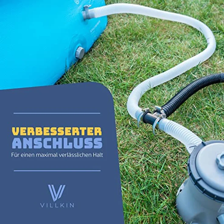 Villkin T-Schlauchverbinder Set 32mm, T-Stück Adapter mit 3 Edelstahl-Schlauchschellen für Pool, Teich & Pumpen – Bild 7