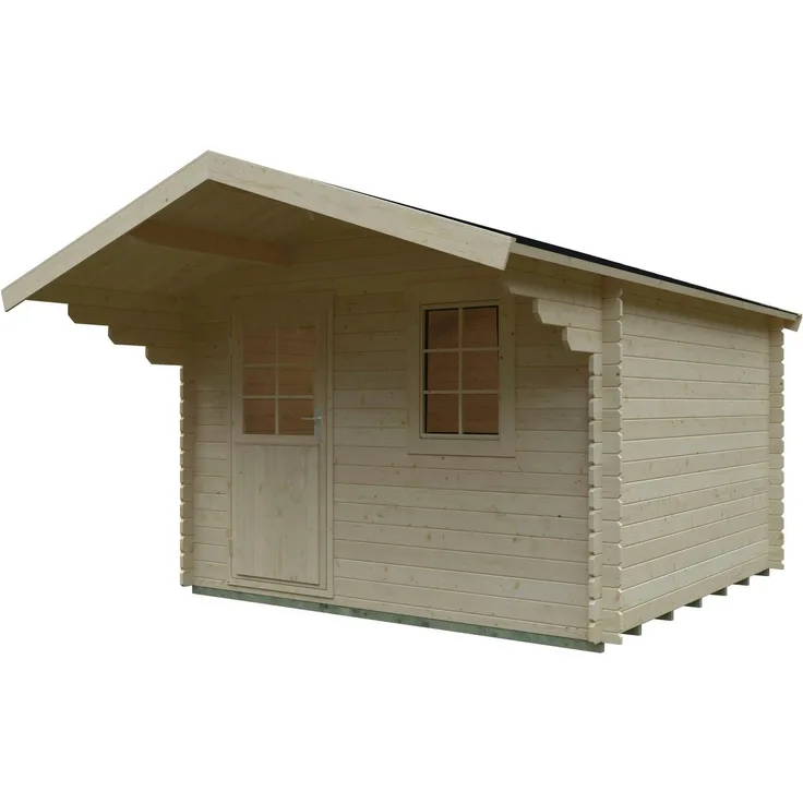 Kiehn-Holz Gartenhaus Burgberg 1, BxT: 350x449 cm, (Set) - Blockbohlensystem, Satteldach, 28 mm Wandstärke, naturbelassen