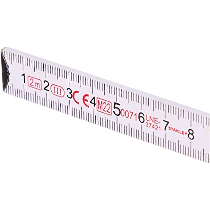 Stanley Gliedermaßstab Holz (2 m Länge, weiß-gelb, abrieb-und klimafest, Messinggelenke, UV geschützt) 0-35-458 – Bild 4