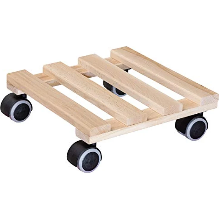 WAGNER Pflanzenroller PALETTI 25 x 25 cm I Pflanzenroller für Innenbereich, BUCHE Natur I Blumenroller aus FSC-Massivholz I Kübelroller aus Holz I Tragkraft 100 kg I Made in EU ? 20009701 – Bild 2