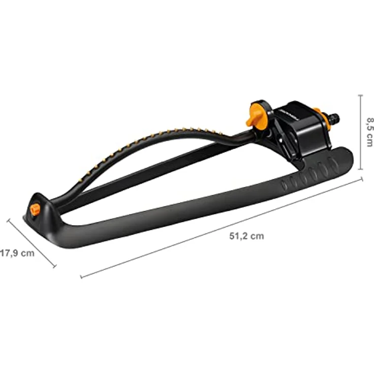 Fiskars Oszillierender Sprinkler mit Metallfuß, Rasensprenkler, Rasensprüher, Bewässerung, Kunststoff, Aluminium, Metall, Schwarz, Orange, 1023660 – Bild 2