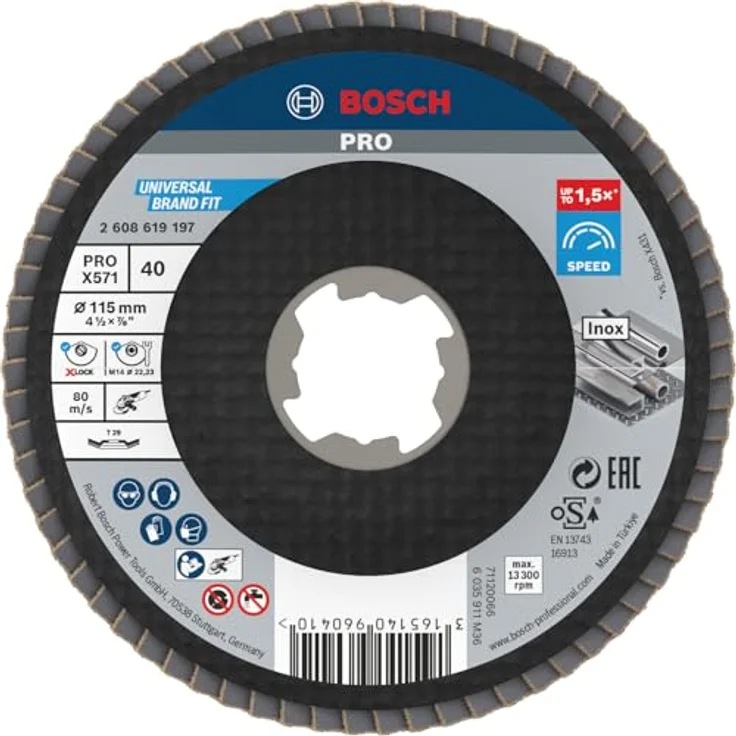 Bosch Professional gewinkelte Fächerschleifscheibe Best (für Metall, X-LOCK, X571, Ø115 mm, Körnung K40) – Bild 2