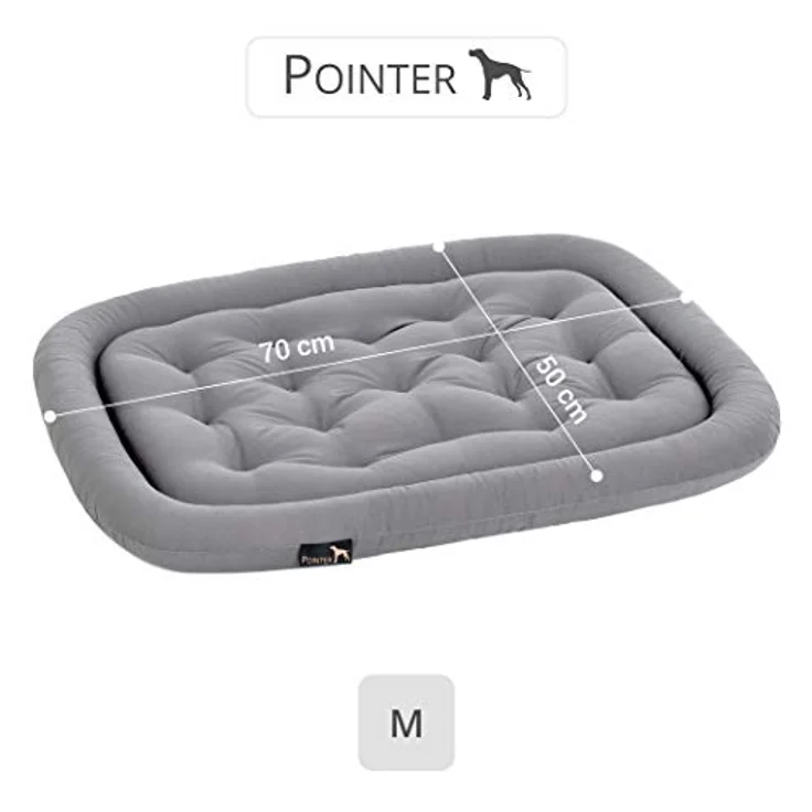 Pointer | Hundekissen waschbar, orthopädisches Hundebett für kleinere Hunde (M - 70x50 cm, Hellgrau) – Bild 3