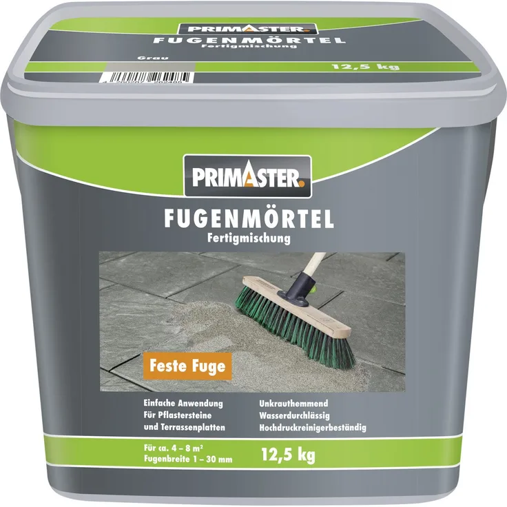 Primaster Fugenmörtel, 1 - 30 mm, 12,5 kg, grau, für stabile Fugen