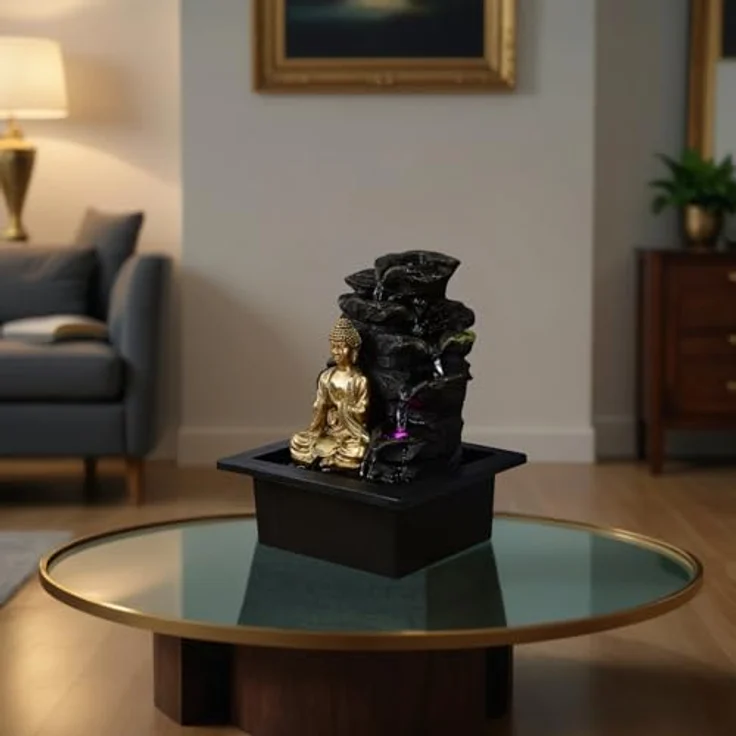 Zen'Light Shira Zimmerbrunnen mit Pumpe und LED-Beleuchtung, Kunstharz, Einheitsgröße – Bild 9