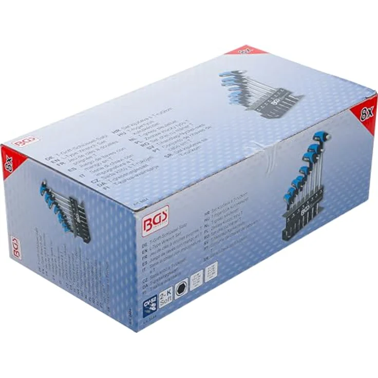 BGS Schraubendreher T-Griff-Schlüssel-Satz, Innensechskant, 8-teilig, 2-10 mm, Chrom-Vanadium-Stahl, ergonomischer Zwei-Komponentengriff, Metallhalter, 8-teilig – Bild 5