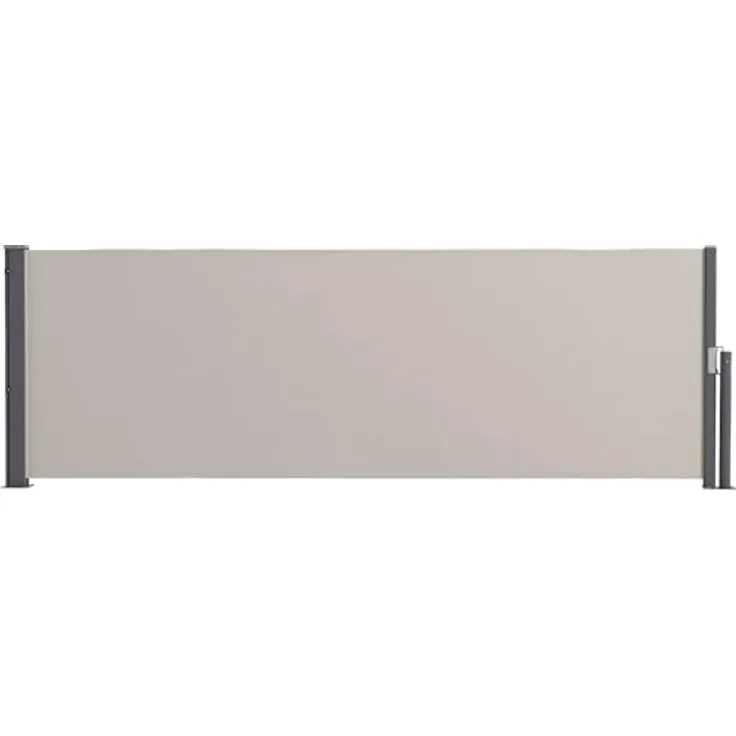 Outsunny Seitenmarkise Ausziehbar, 300 x 100cm Gartenmarkise, Sichtschutzwand mit UV-Schutz, Windschutz, Metall, für Terrasse, Balkon, Polyester, Hellgrau