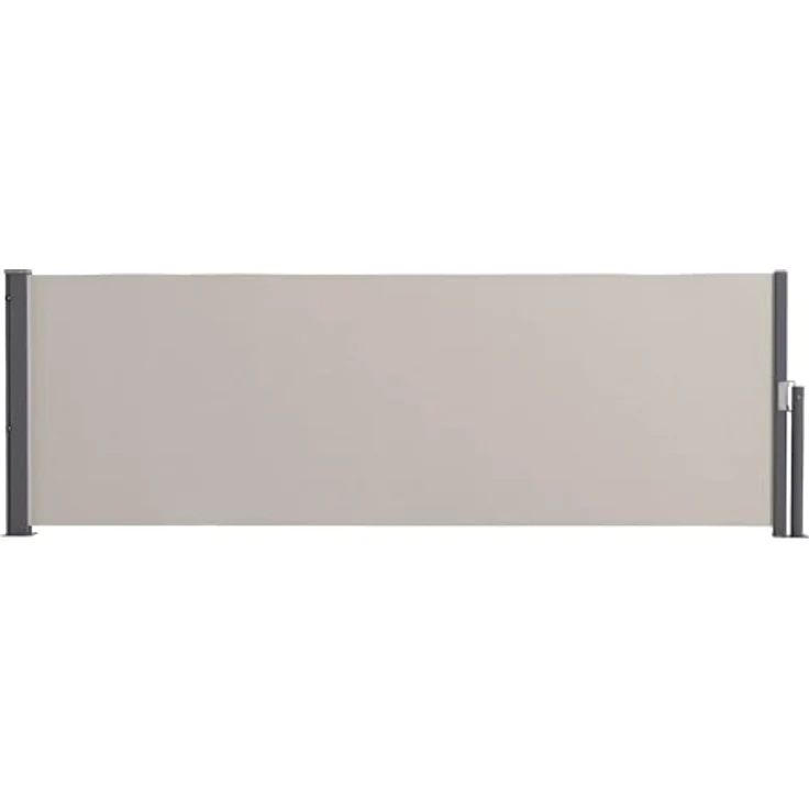 Outsunny Seitenmarkise Ausziehbar, 300 x 100cm Gartenmarkise, Sichtschutzwand mit UV-Schutz, Windschutz, Metall, für Terrasse, Balkon, Polyester, Hellgrau – Bild 1