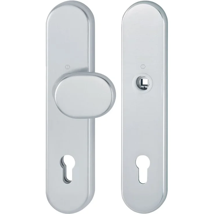 Hoppe, Türgriff + Fenstergriff, Schutzgarnitur 86G/3331/3310 Alu.F2 72mm 37-47mm HOPPE, Objekt-Garnitur nach DIN 18257 ES1, zertifiziert, Klasse 3, Stahl/Aluminium, verdeckte Befestigung, 54mm x 250mm, ohne Zylinderabdeckung, 12mm, Aluminium-Finish