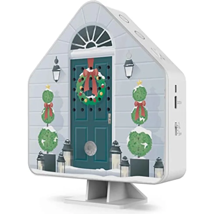 Northpoint Weihnachtsmelodie-Box Schneehaus Wintermelodien Weihnachtssounds Box Bewegungsmelder Licht Aufladbar mit Wandhalterung