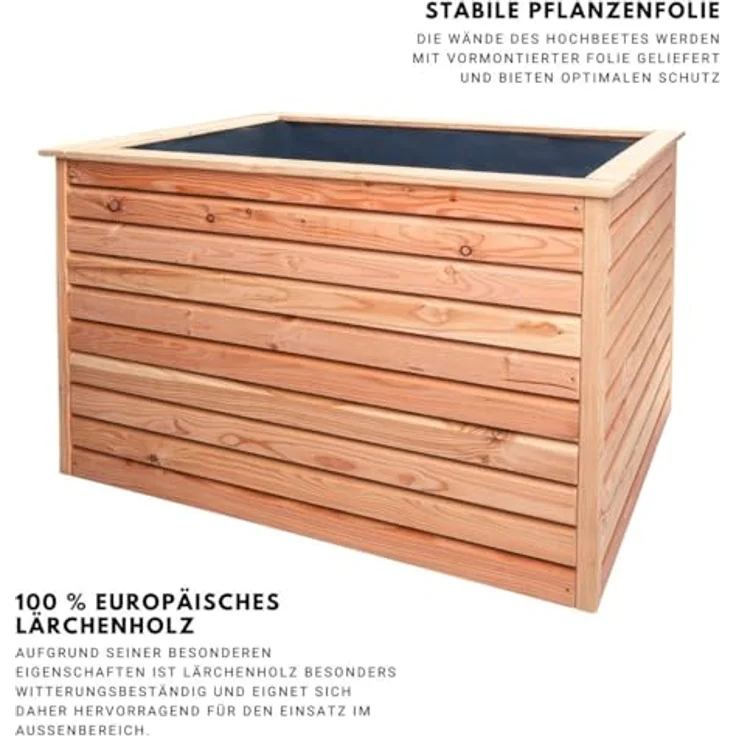 Mega Holz Hochbeet Rhombus L Lrche Holz fr Auen Naturbelassen  Kruterbeet Gemsebeet Pflanzkbel, Gartenhochbeet in Rhombus-Optik,  europische Lrche, einfacher Aufbau: Tests, Infos & Preisvergleich