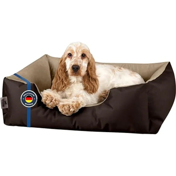 BedDog Hundebett LUPI, Hundekissen mit abziehbaren waschbaren Bezug, Hundekorb, Hundesofa, für kleine Hunde, M, braun-beige, Marke BedDog – Bild 1