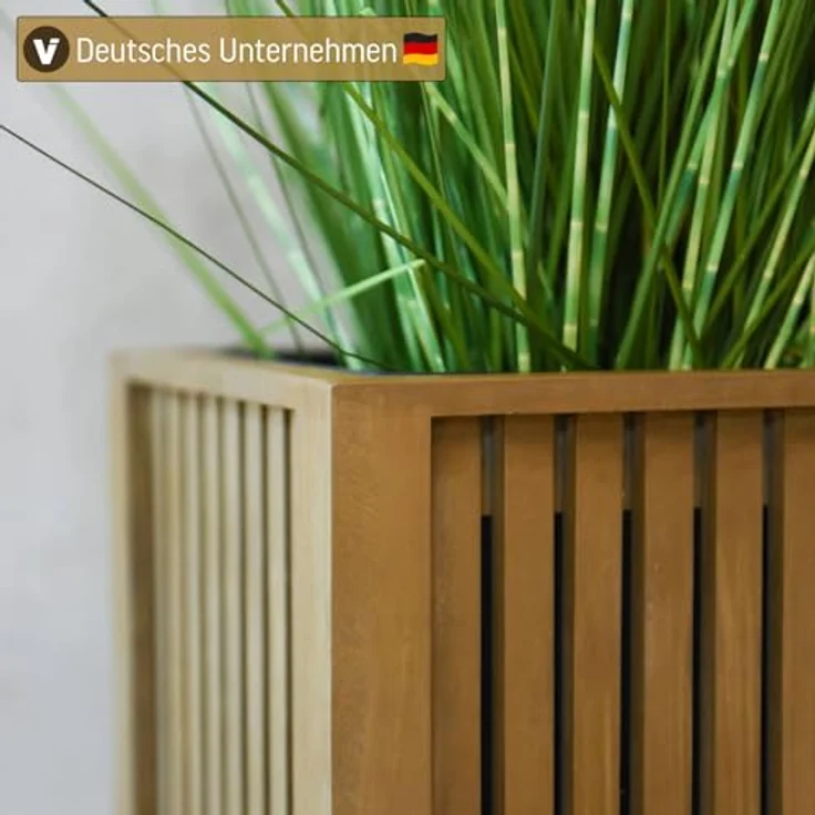 VIVANNO ELEMENTO Raumteiler Pflanzkübel aus Holz auf Rollen, Braun, 75x83x32 cm mit Einsatz für Innenbereiche – Bild 5