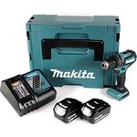 Makita DHP485RMJ 18 V Li-Ion Akku Schlagbohrschrauber im Makpac + 2 x 4,0 Ah Akku + Ladegerät