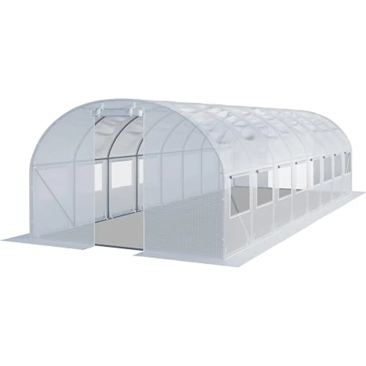 TOOLPORT Foliengewächshaus Gewächshaus 3x8m mit Fenster - stabil & langlebig, reißfeste PE Plane 180g/m² in weiß-transparent – Bild 1