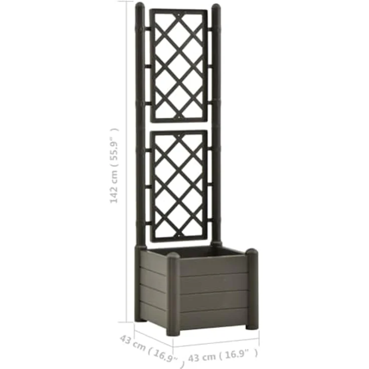 vidaXL Pflanzkübel mit Spalier 43x43x142 cm PP Anthrazit – Bild 4