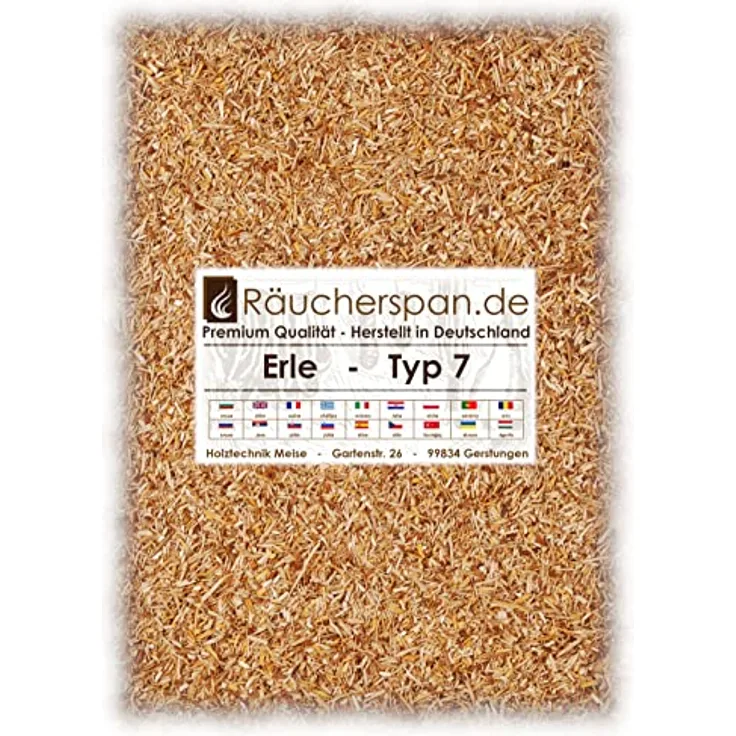 Räucherspan.de Räucherspäne aus Erle Typ 7, 4kg, 0,5-1,5mm, für Sparbrand und Räucheröfen, aromatischer Rauchgeschmack