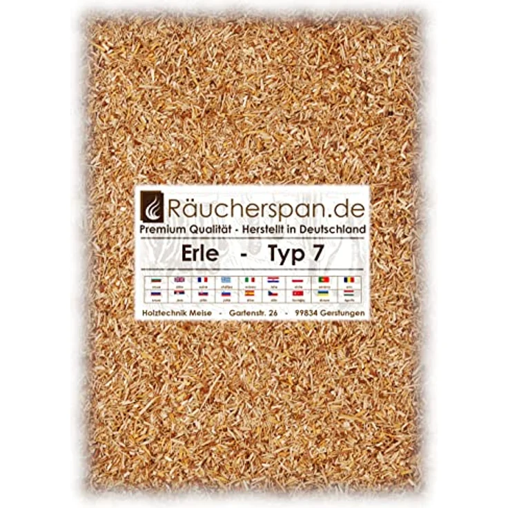 Räucherspan.de Räucherspäne aus Erle Typ 7, 4kg, 0,5-1,5mm, für Sparbrand und Räucheröfen, aromatischer Rauchgeschmack – Bild 1